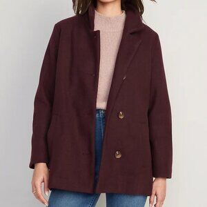 (NWT) Old Navy - burgundy soft-brushed button-front car coat (small)